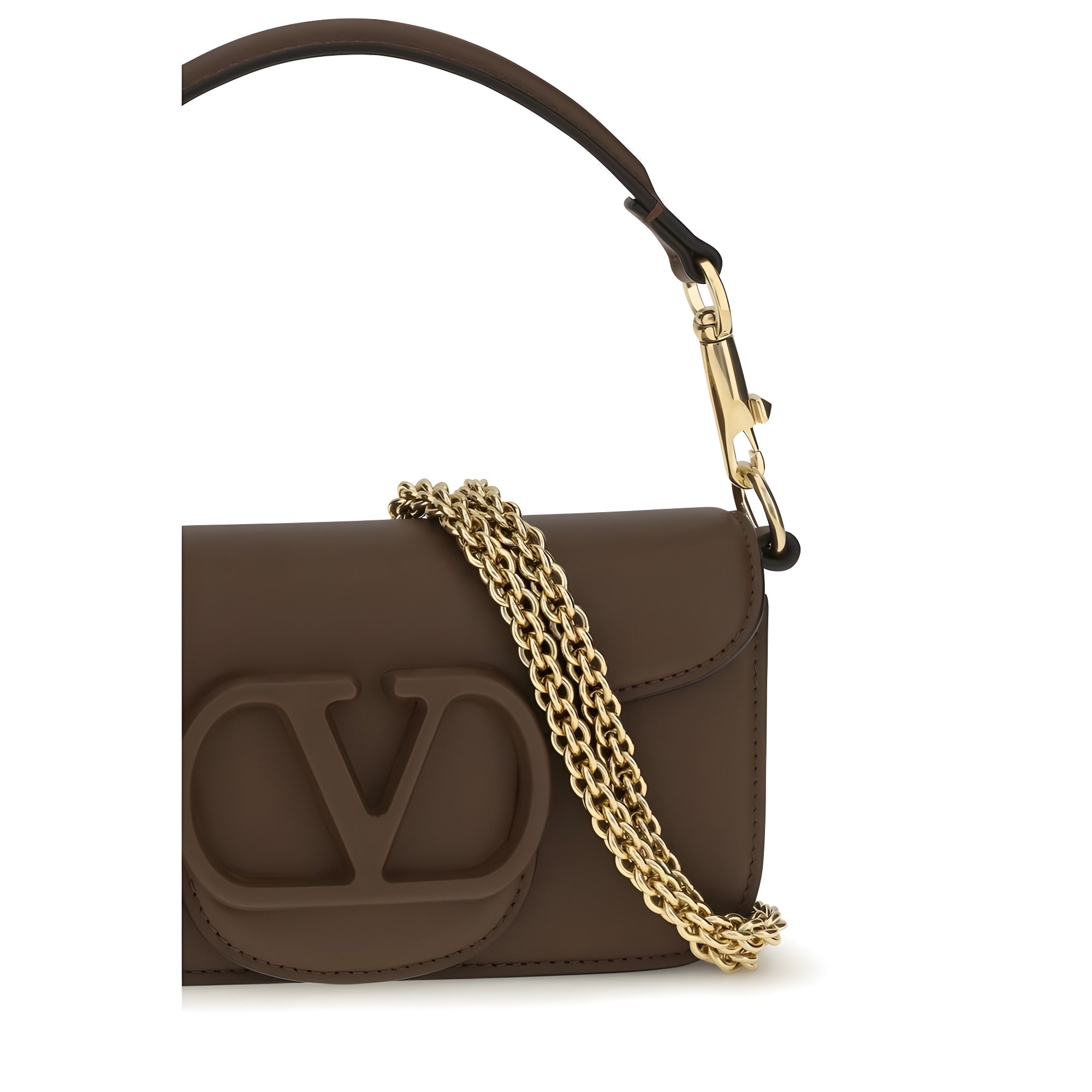 Valentino Garavani Brown Calf Leather Shoulder Bag