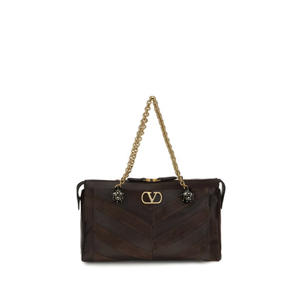 Valentino Garavani Brown Calf Leather Shoulder Bag