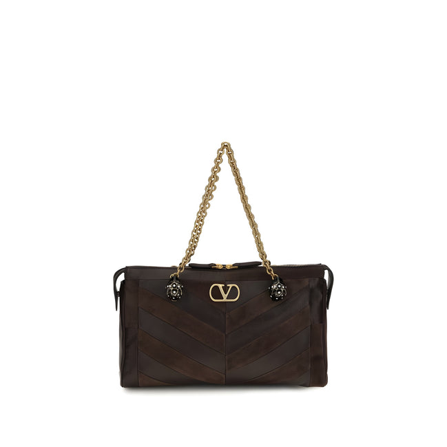 Valentino Garavani Brown Calf Leather Shoulder Bag