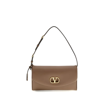 Valentino Garavani Brown Calf Leather Shoulder Bag Devain