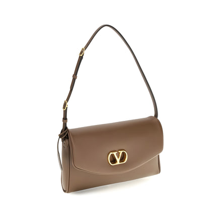 Valentino Garavani Brown Calf Leather Shoulder Bag Devain