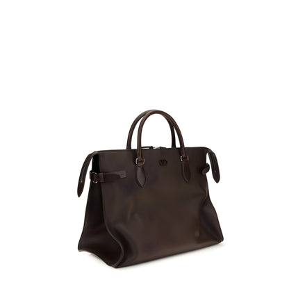 Valentino Garavani Brown Calf Leather Shoulder Bag Antibes