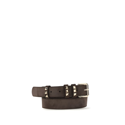 Valentino Garavani Brown Suede Leather Regular Belt