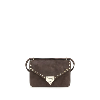 Valentino Garavani Brown Suede Leather Shoulder Bag