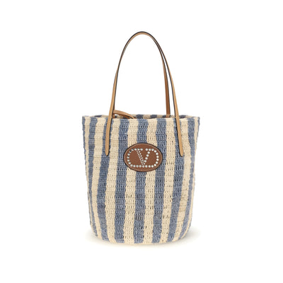 Valentino Garavani Multicolor Raffia Bucket Bag