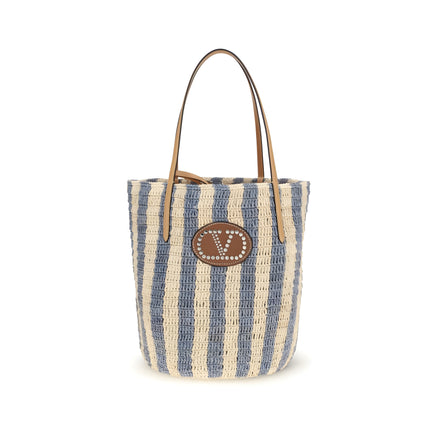 Valentino Garavani Multicolor Raffia Bucket Bag