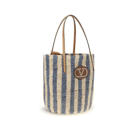 Valentino Garavani Multicolor Raffia Bucket Bag