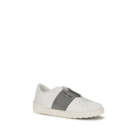 Valentino Garavani Silver Calf Leather Low Top Sneakers