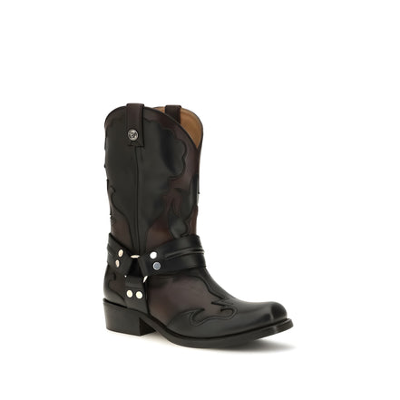 Versace Black Leather Ankle Boots