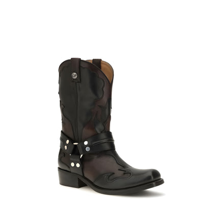 Versace Black Leather Ankle Boots