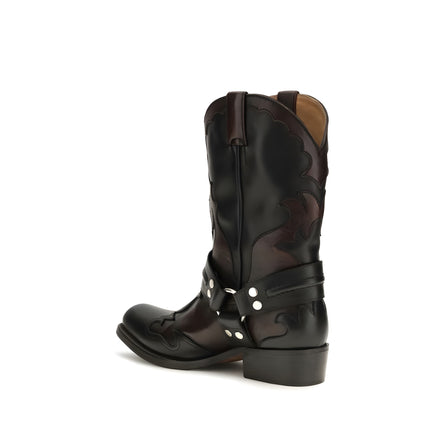 Versace Black Leather Ankle Boots