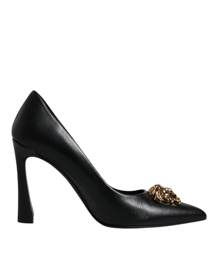 Versace Black Leather High Heel Pumps
