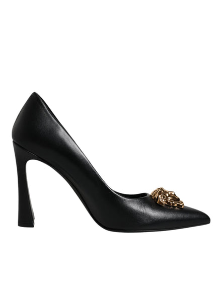 Versace Black Leather High Heel Pumps