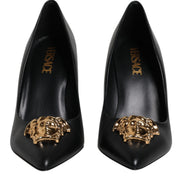 Versace Black Leather High Heel Pumps