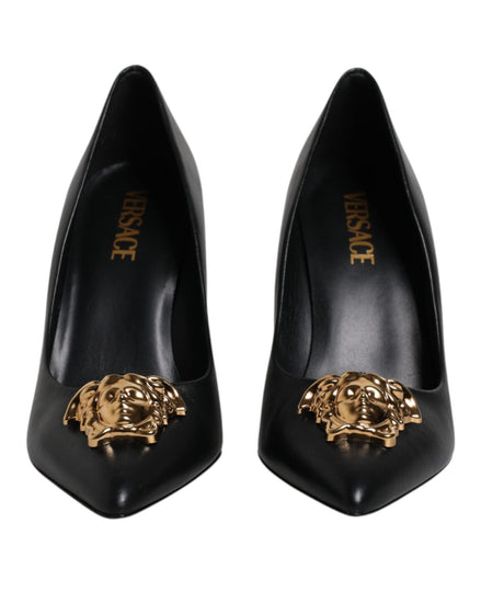 Versace Black Leather High Heel Pumps