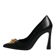 Versace Black Leather High Heel Pumps