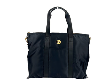 Sac cabas à bandoulière Versace La Medusa en tissu nylon noir
