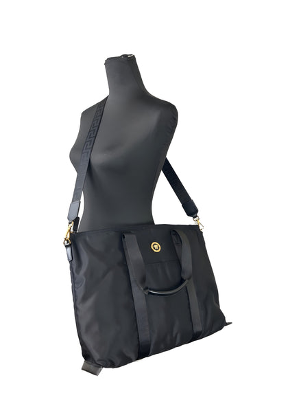 Sac cabas à bandoulière Versace La Medusa en tissu nylon noir