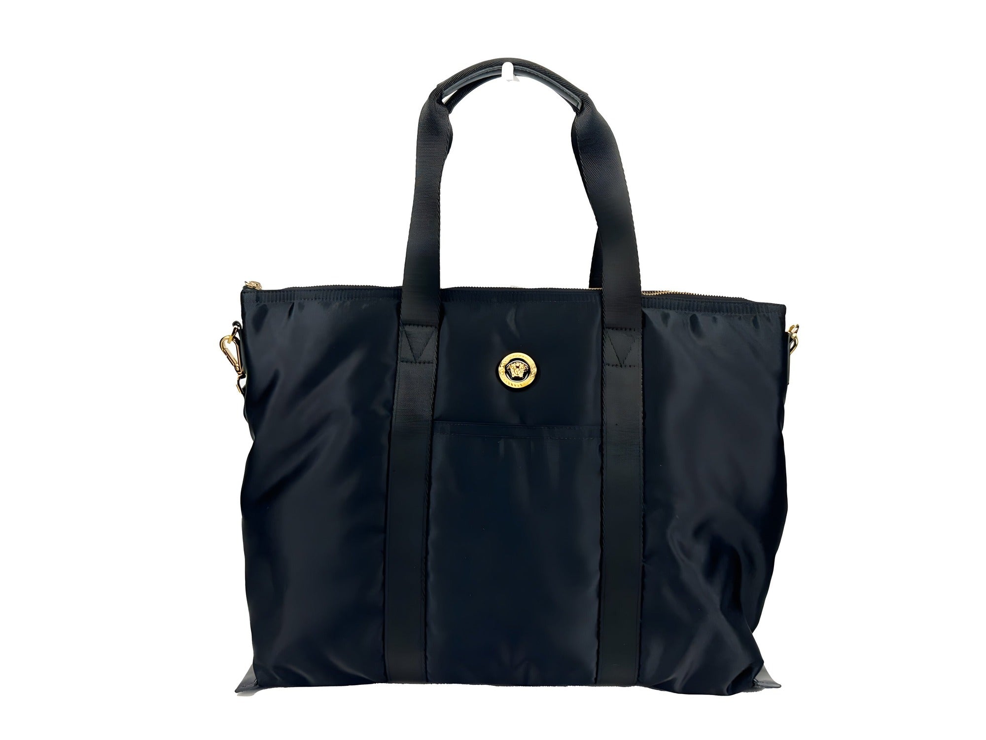 Sac cabas à bandoulière Versace La Medusa en tissu nylon noir