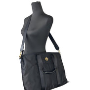 Sac cabas à bandoulière Versace La Medusa en tissu nylon noir