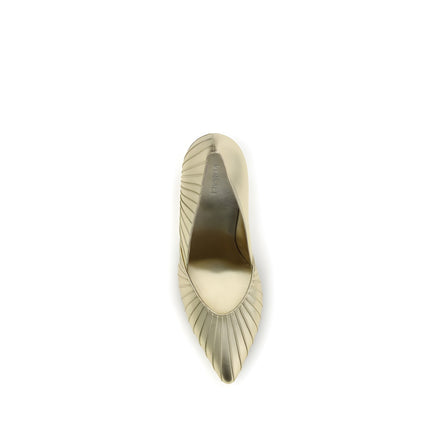 Versace Gold Calf Leather Bos Taurus High Heel Pumps