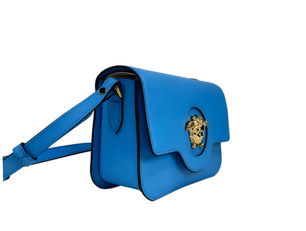 Versace La Medusa Blue Leather Crossbody Bag