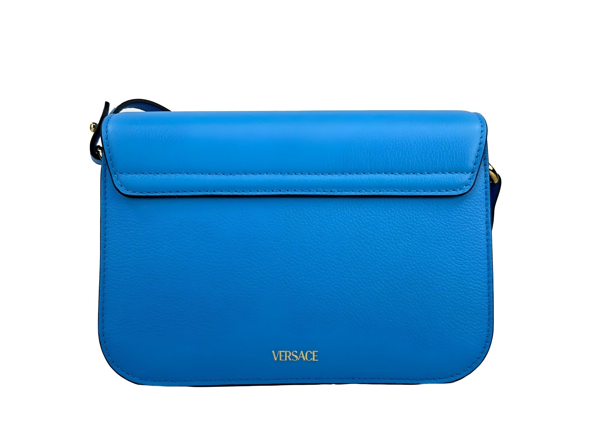 Versace La Medusa Blue Leather Crossbody Bag
