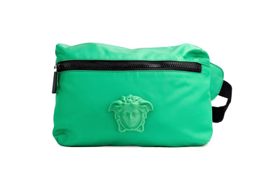 Sac banane Versace petit en nylon vert vif mat Méduse