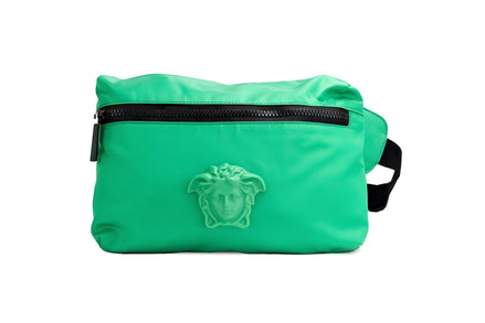 Sac banane Versace petit en nylon vert vif mat Méduse