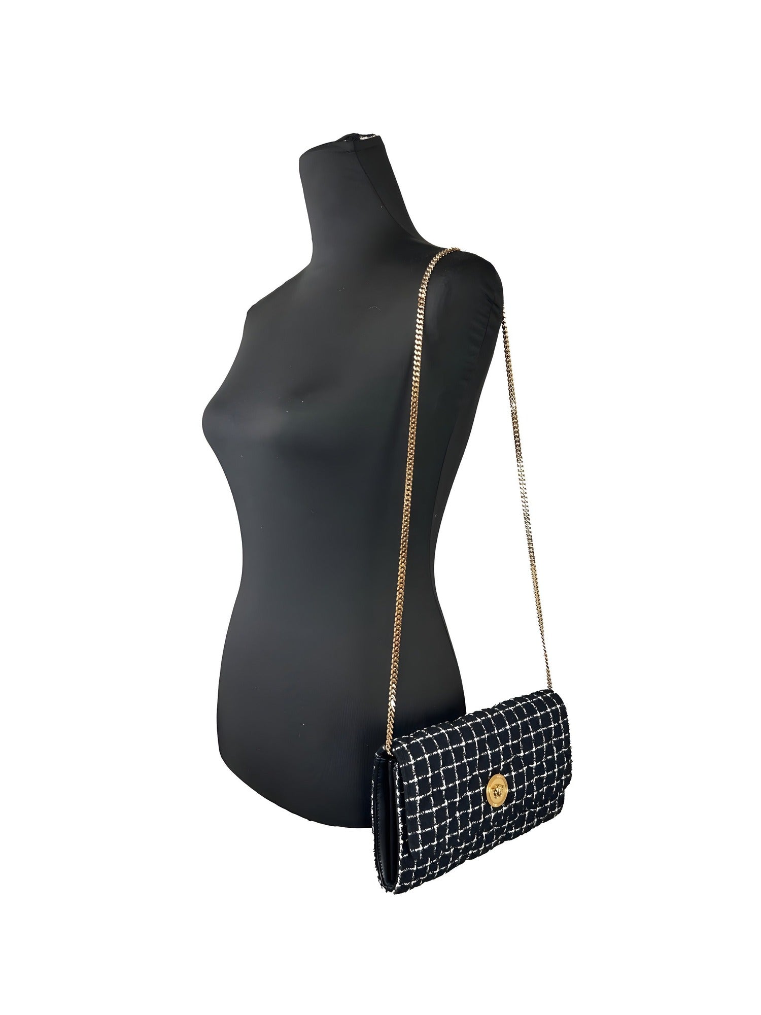 Versace Black Wallet On A Chain Crossbody Bag