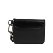 Dolce & Gabbana Wallet Black Leather Logo Embossed Key Chain Card Holder Wallet