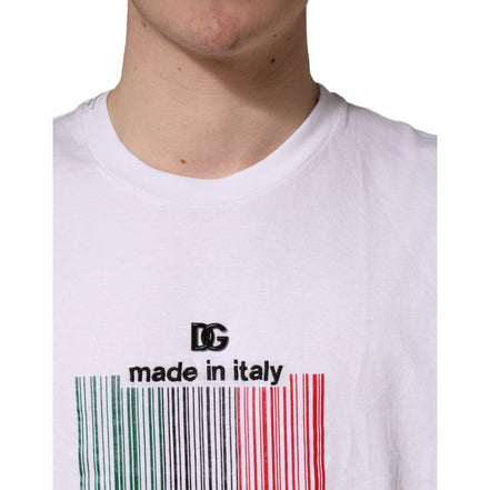 T-shirt col rond en coton blanc Barcode Dolce & Gabbana pour homme
