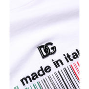 T-shirt col rond en coton blanc Barcode Dolce & Gabbana pour homme