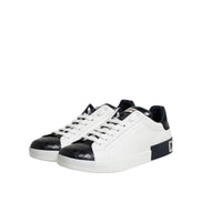 Dolce & Gabbana White Black Leather Portofino Sneakers