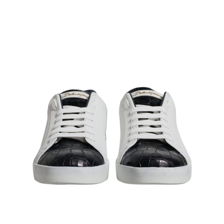 Dolce & Gabbana Baskets Portofino en cuir noir et blanc