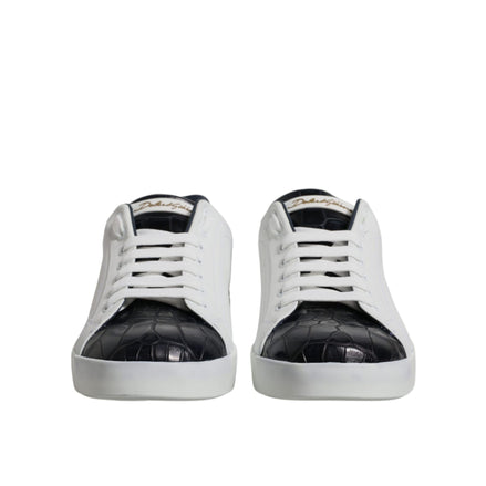 Dolce & Gabbana Baskets Portofino en cuir noir et blanc