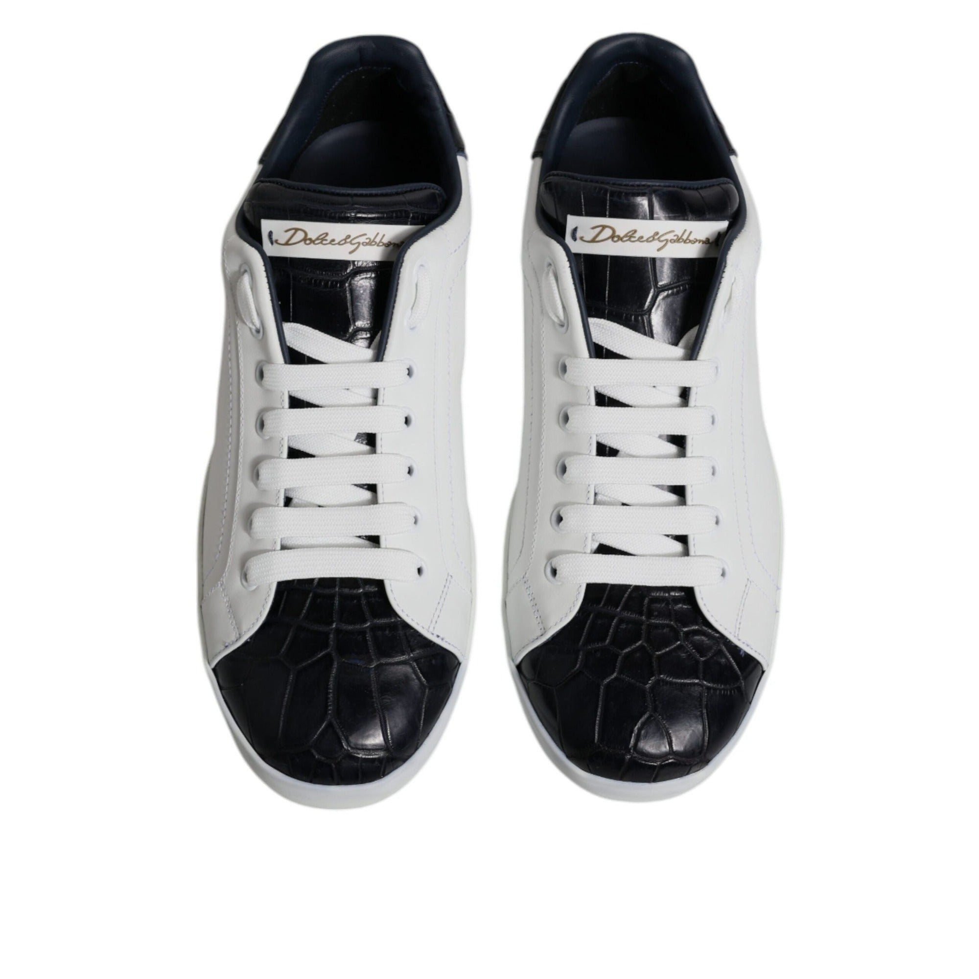 Dolce & Gabbana Baskets Portofino en cuir noir et blanc