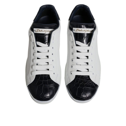 Dolce & Gabbana Baskets Portofino en cuir noir et blanc