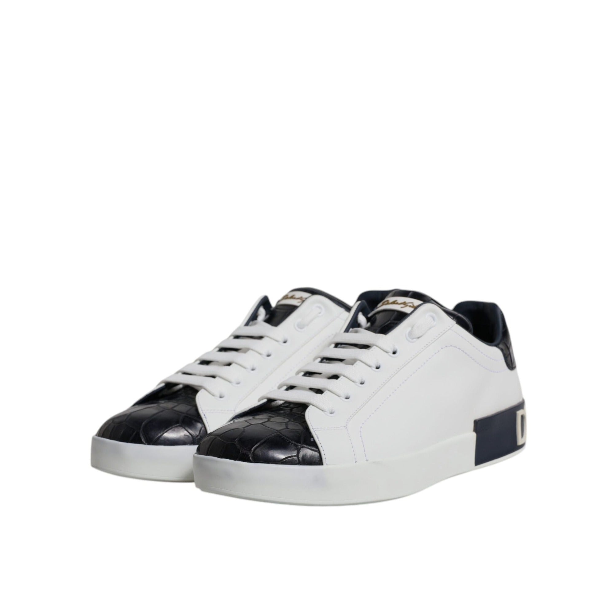 Dolce & Gabbana Baskets Portofino en cuir noir et blanc