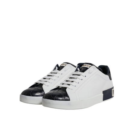 Dolce & Gabbana Baskets Portofino en cuir noir et blanc