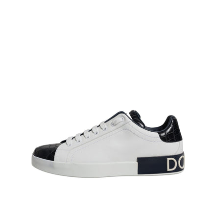 Dolce & Gabbana Baskets Portofino en cuir noir et blanc