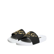 Dolce & Gabbana White Black Leather Beachwear Sandals