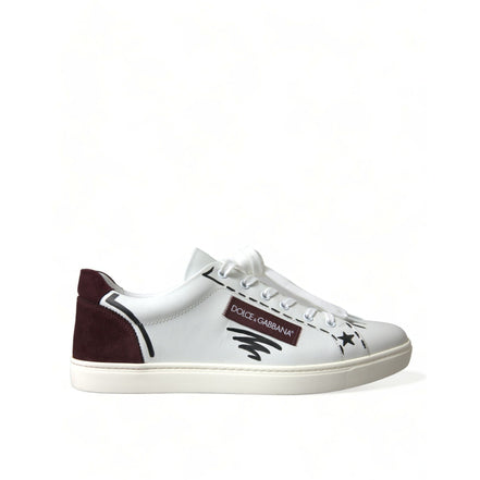 Chaussures Dolce & Gabbana en cuir bordeaux blanc à logo et coupe basse