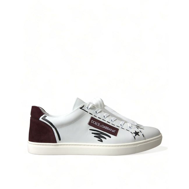 Chaussures Dolce & Gabbana en cuir bordeaux blanc à logo et coupe basse