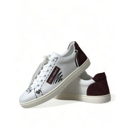 Chaussures Dolce & Gabbana en cuir bordeaux blanc à logo et coupe basse