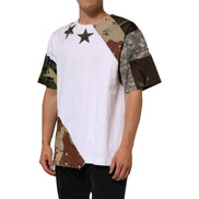 Dolce & Gabbana White Camouflage Patchwork Cotton T-shirt