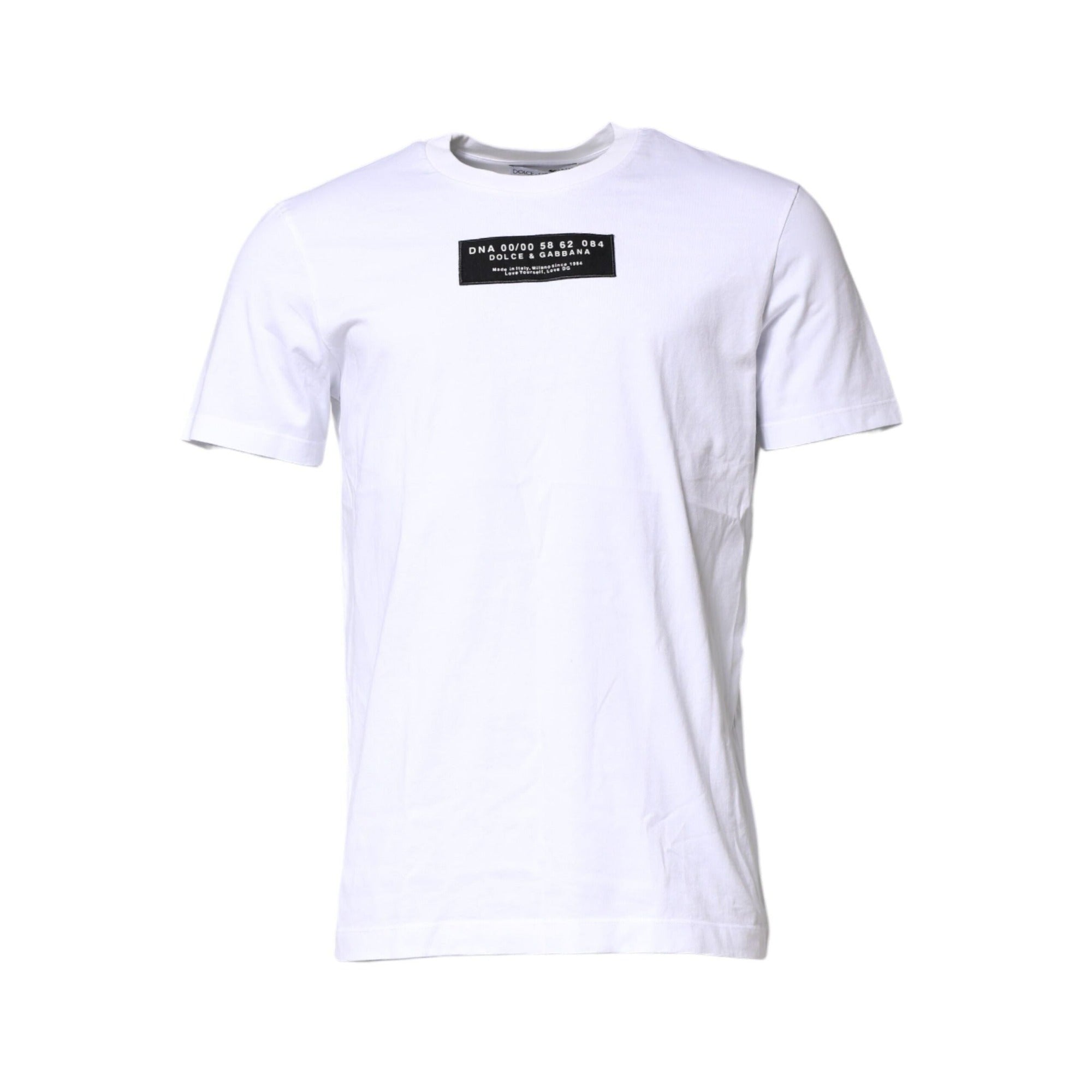 T-shirt Dolce & Gabbana en coton blanc à col rond avec patch logo