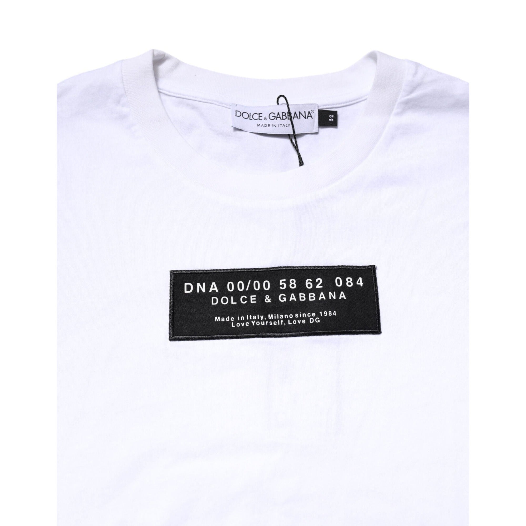 T-shirt Dolce & Gabbana en coton blanc à col rond avec patch logo