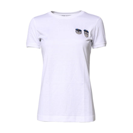T-shirt en coton à col rond Dolce & Gabbana blanc #DGFamily