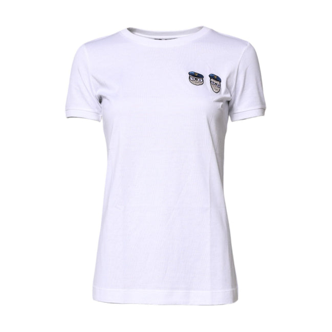 T-shirt en coton à col rond Dolce & Gabbana blanc #DGFamily